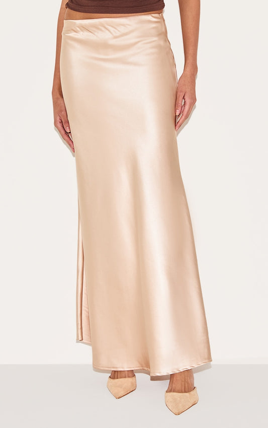 CHAMPAGNE GOLD | SATIN MIDI SKIRT