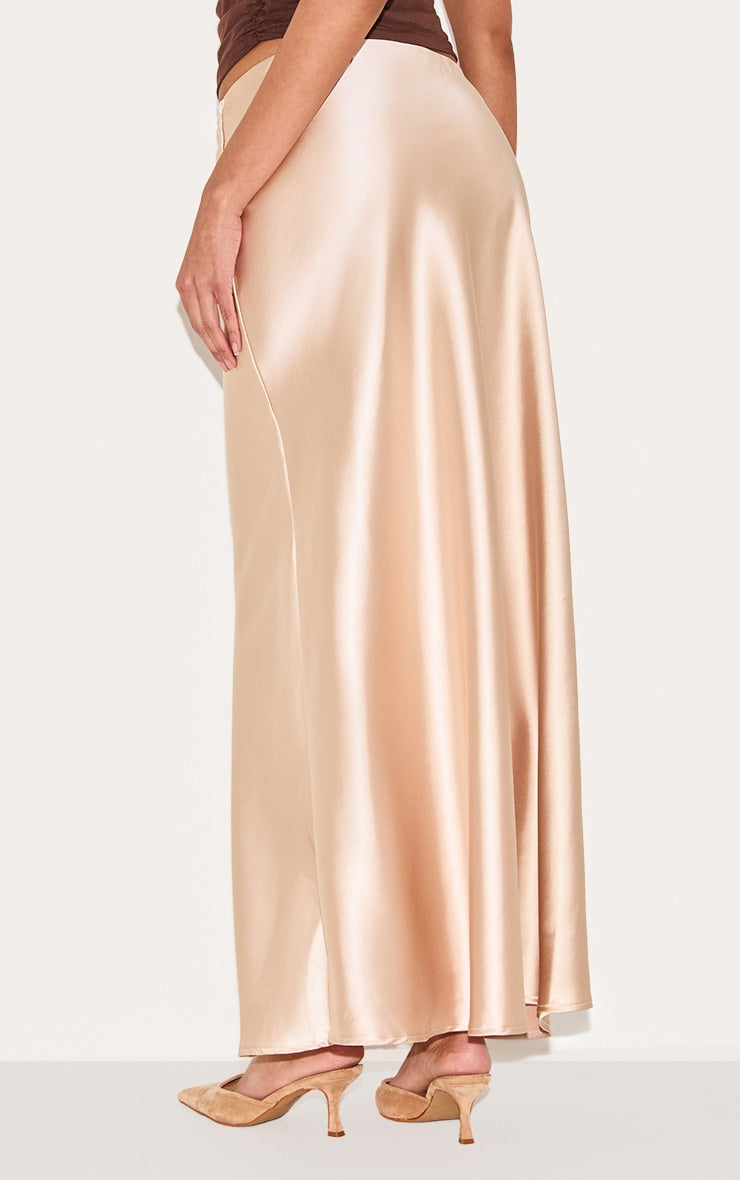 CHAMPAGNE GOLD | SATIN MIDI SKIRT