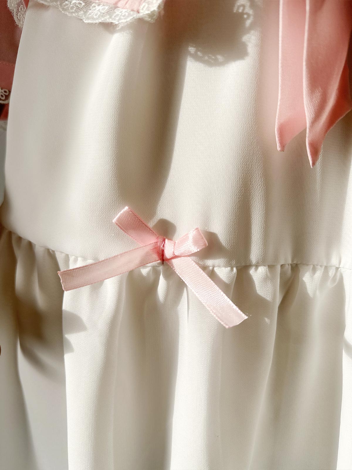 SWAN - WHITE TIERED FAIRY SKIRT WITH PINK BOWS