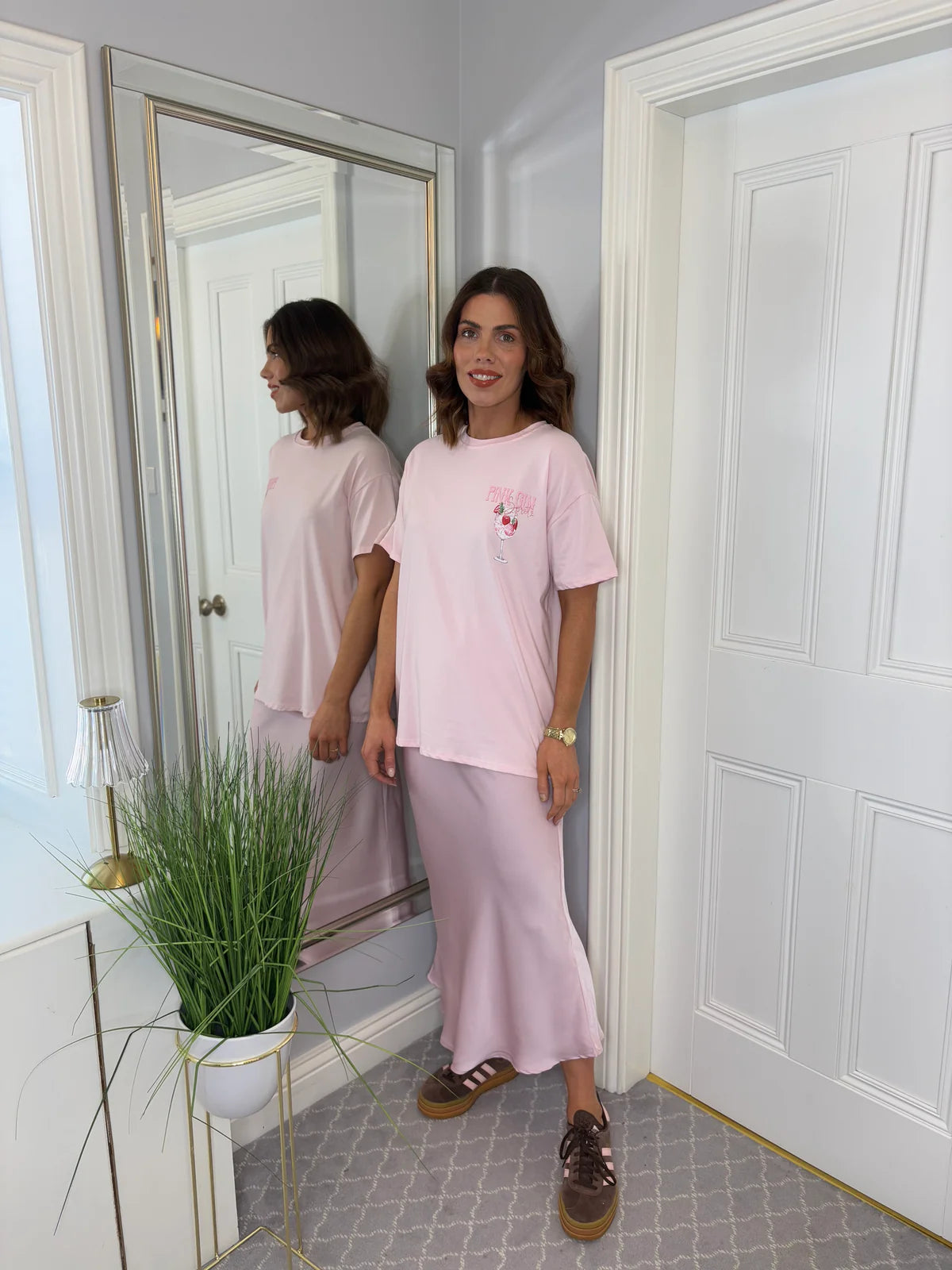 BABY PINK | SATIN MIDI SKIRT