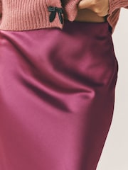 BURGENDY RED| SATIN MIDI SKIRT