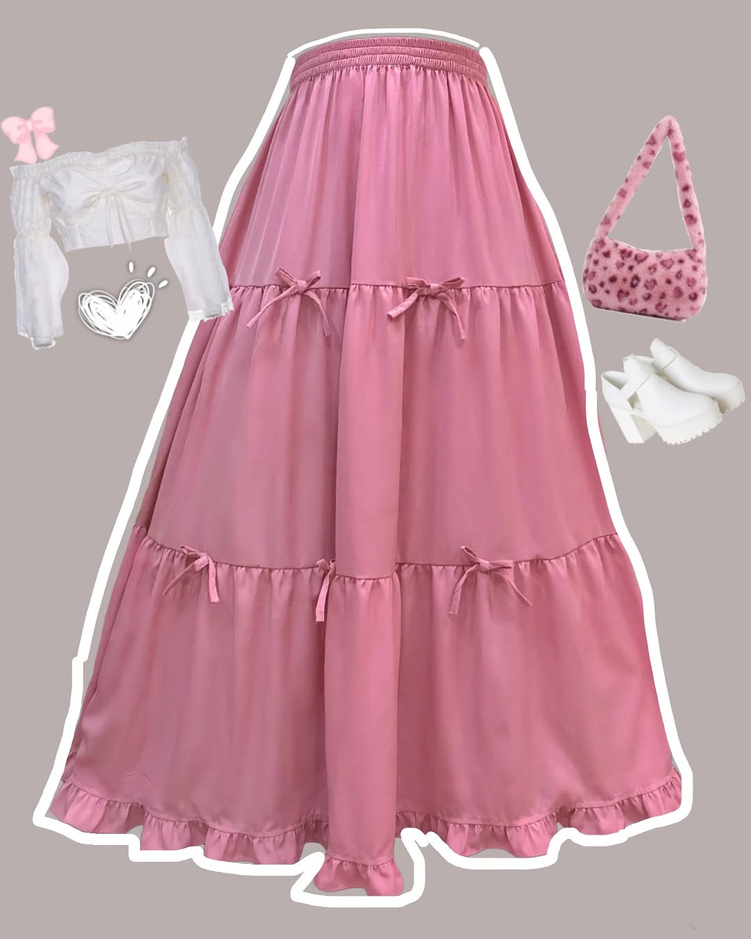 DREAMY PINK BOW - 3 TIERED PINK FAIRY SKIRT